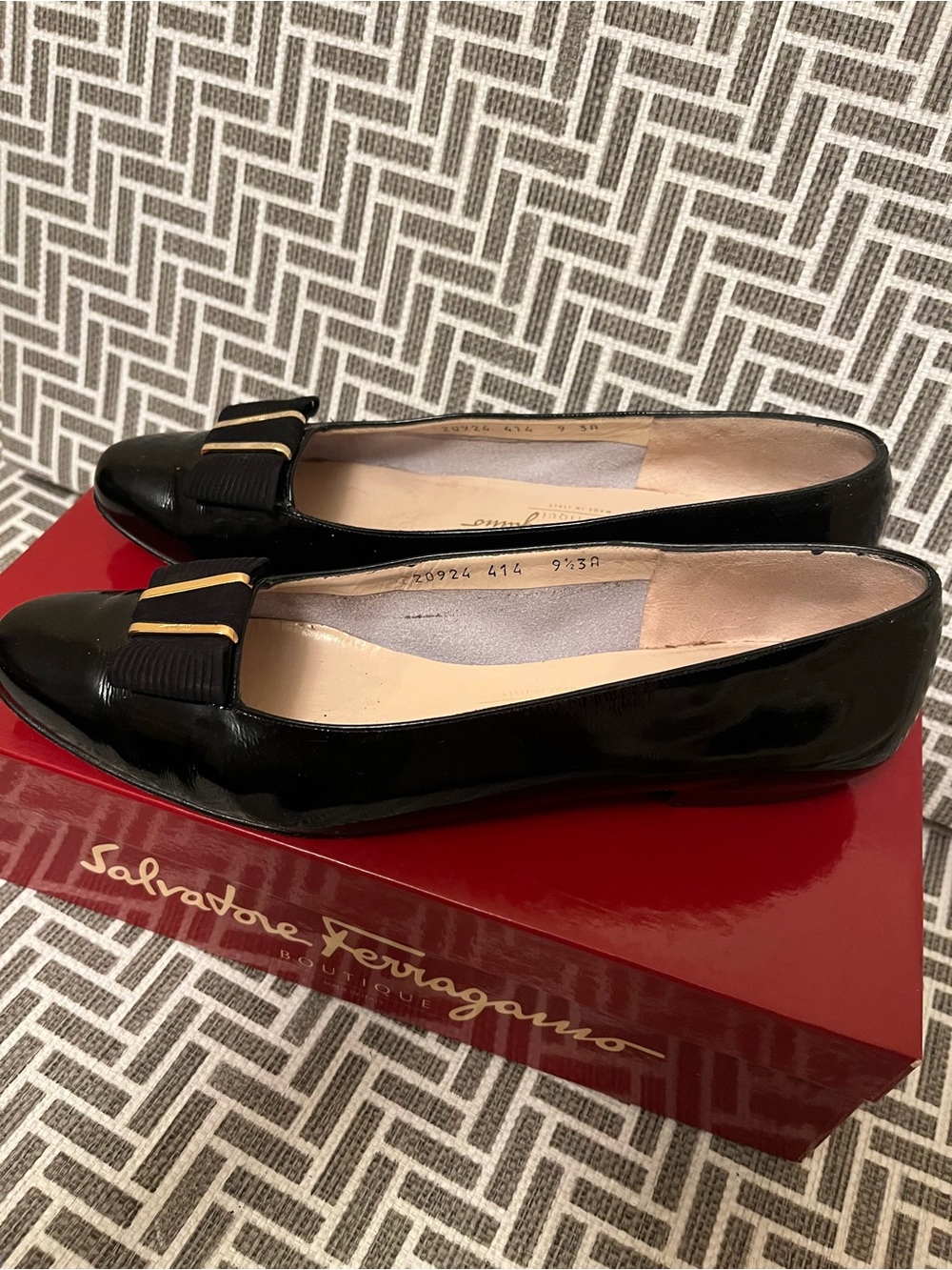 Salvatore Ferragamo Black Patent Leather Loafers with Gold Hardware - Picture 2 of 5